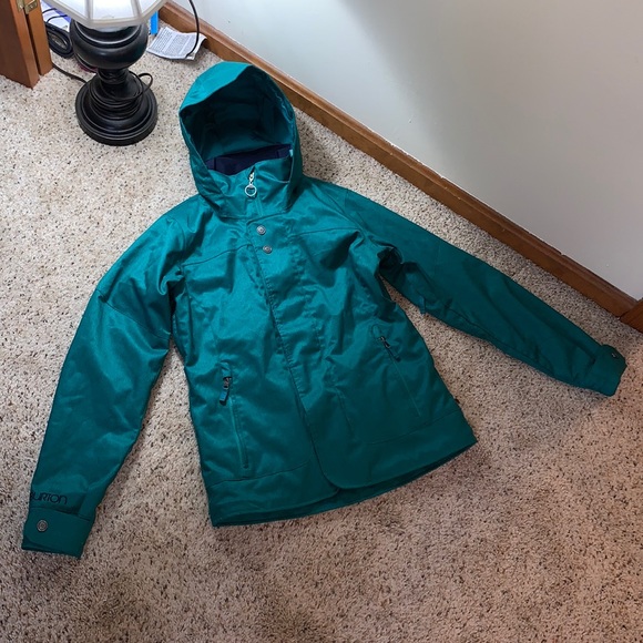 teal snowboarding jacket